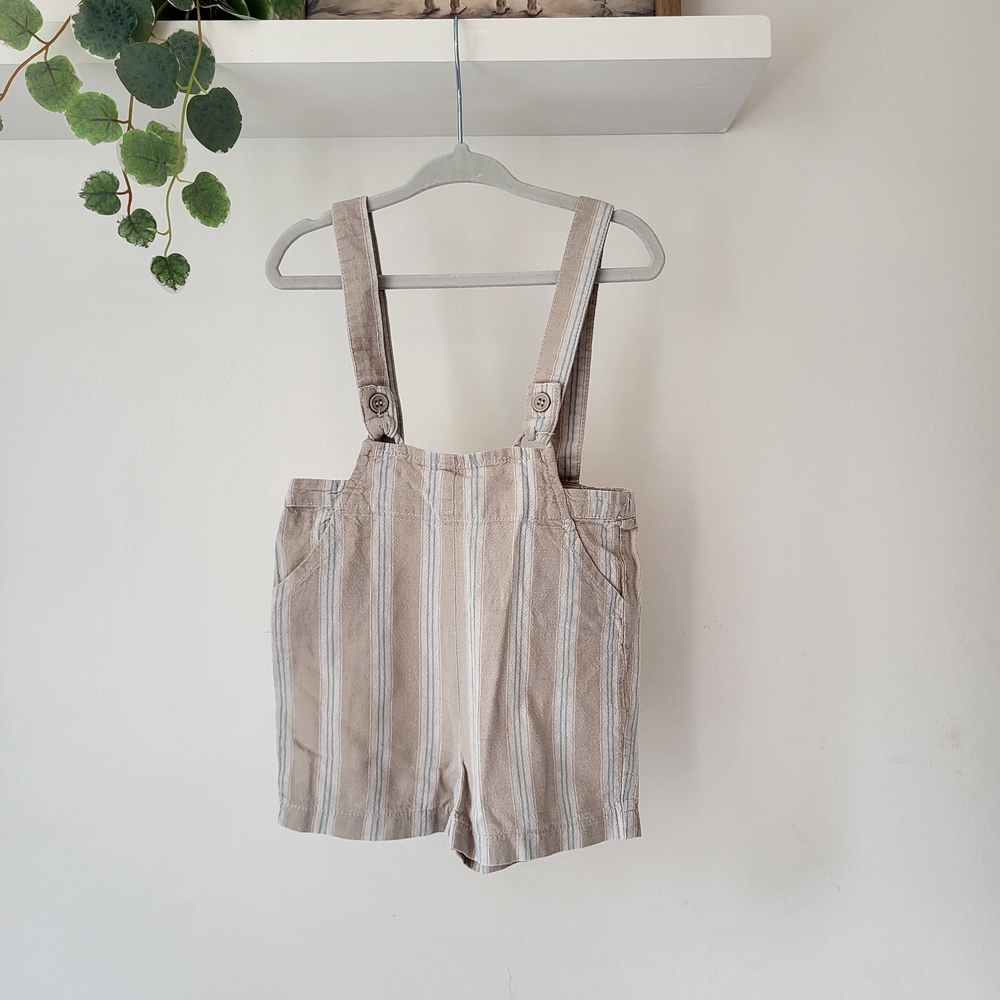 Striped Beige Overalls Shorts